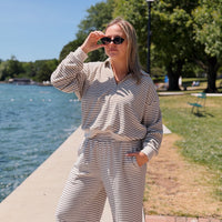 Striped Towel Half Zip Pullover