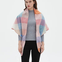 Plaid Multi Color Fleece Triangle Scarf