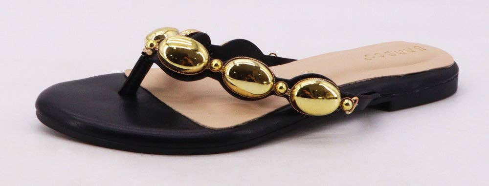 Big Wallet Pearl Studded Thong Flip
