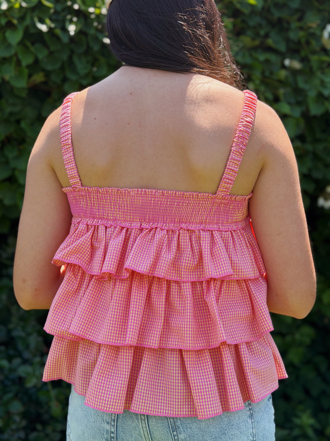 Ruffled Checkered Cami