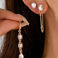 Crystal Stud & Linear Opal Drop Trio Earring Set