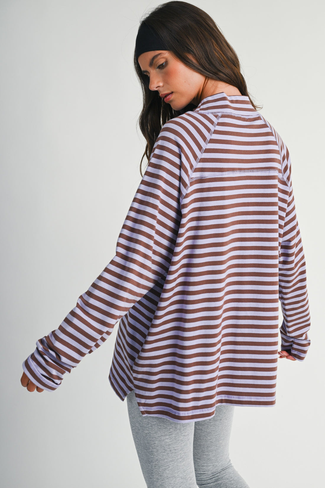 Oversized Long Sleeve Stripe Tee