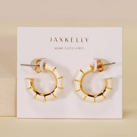 Vintage Hoop Earrings - Cream Enamel