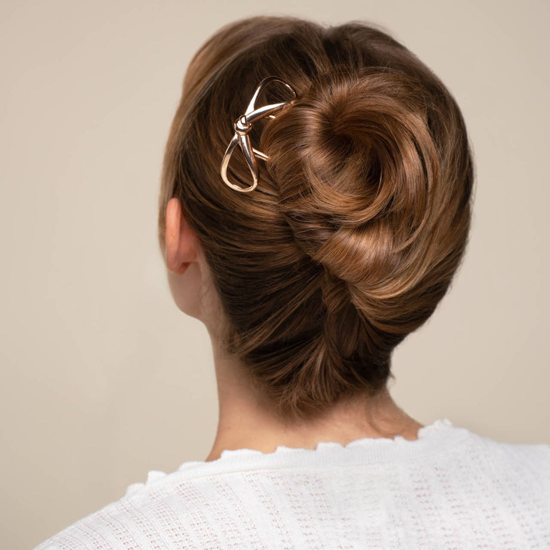 Metal Bow French Hair Pin - Gold