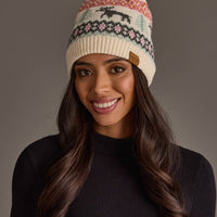 Ivory Deer Winter Pattern Pom Hat