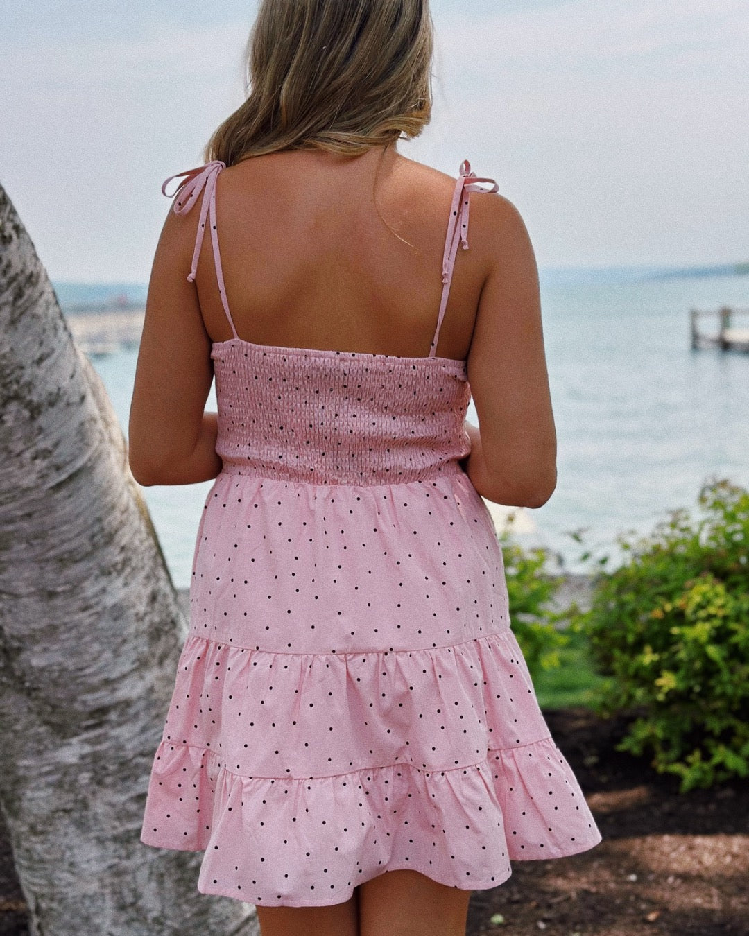 Leah Polka Dot Dress PINK/BLACK / M Leah Polka Dot Dress PINK/BLACK / M
