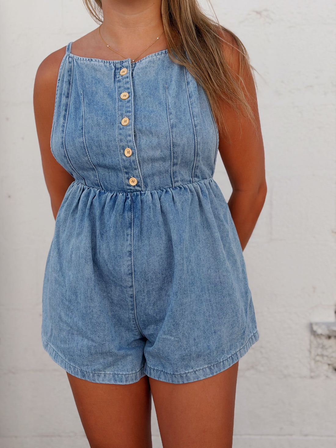 Chambray Denim Romper