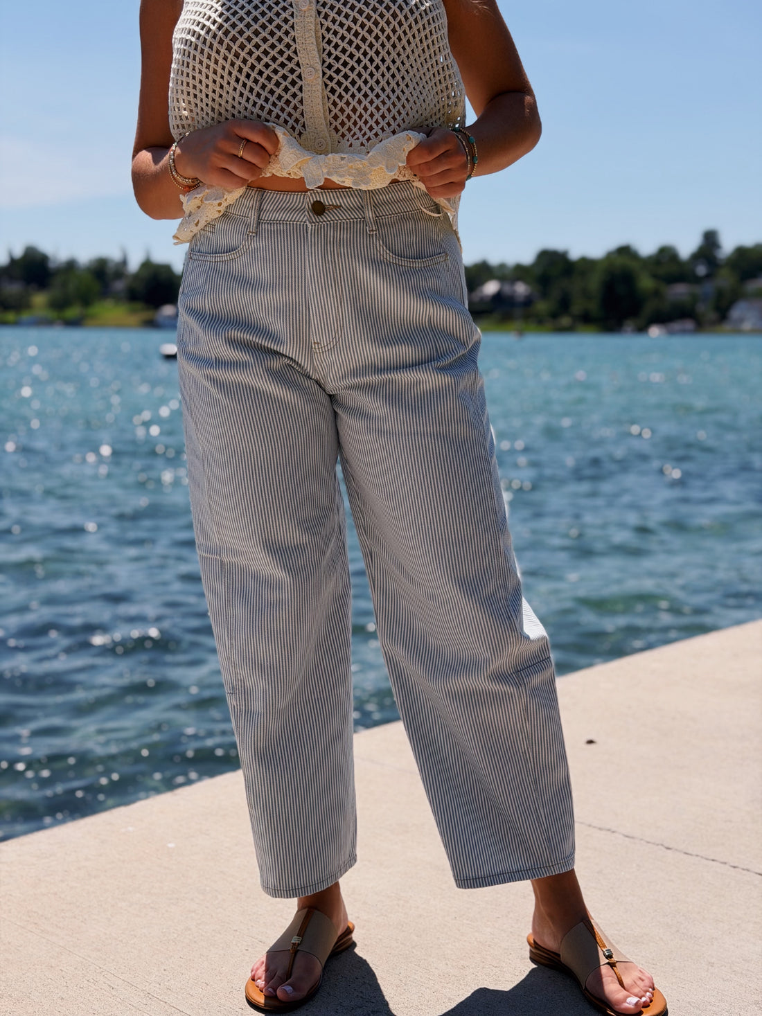 Striped Barrel Pants