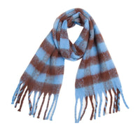Soft Chunky Gingham Fleece Scarf with Tassel