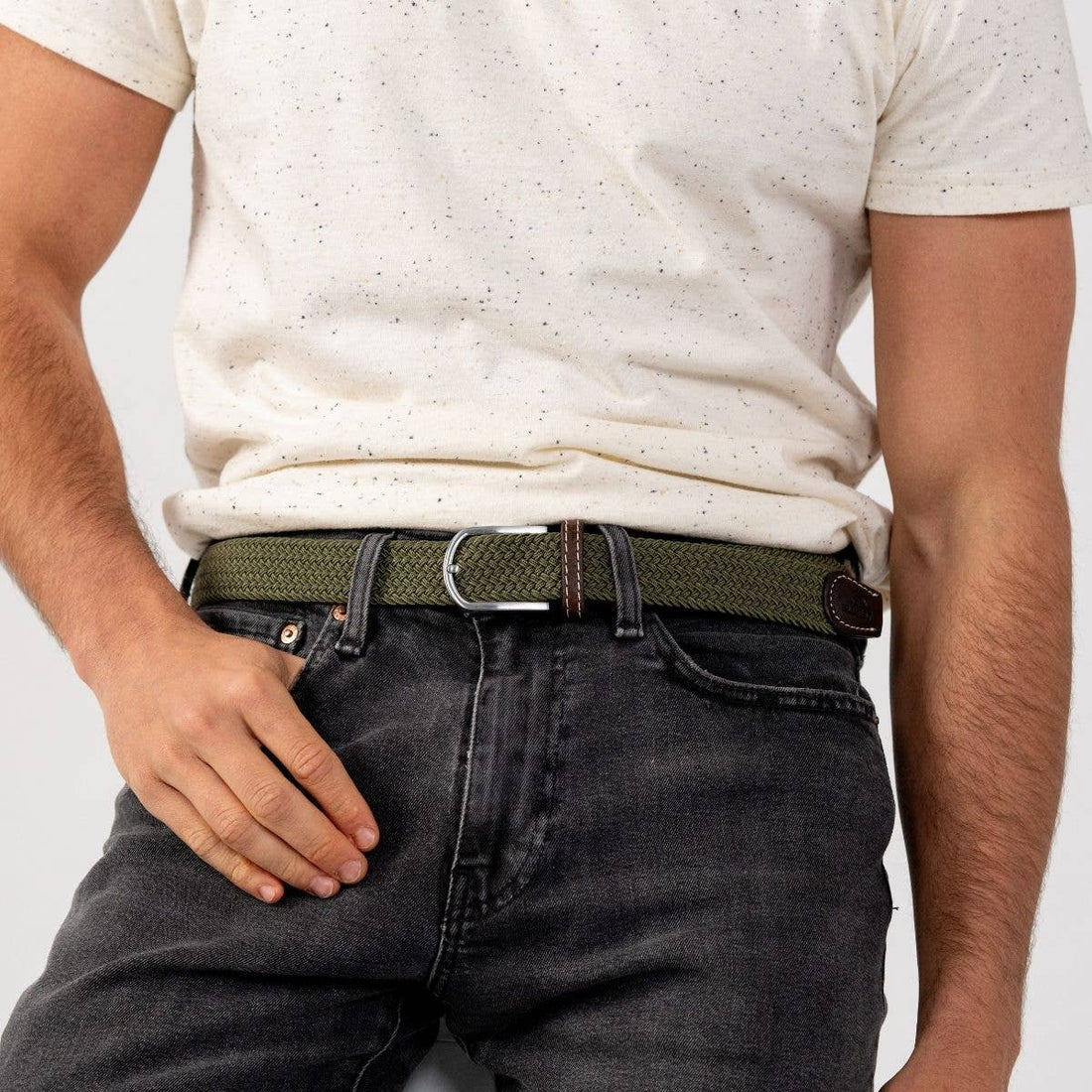 Elastic Braided Belt Armed Green