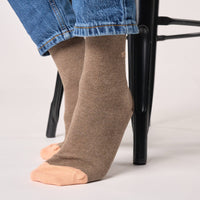 Plain combed cotton socks - Heather brown