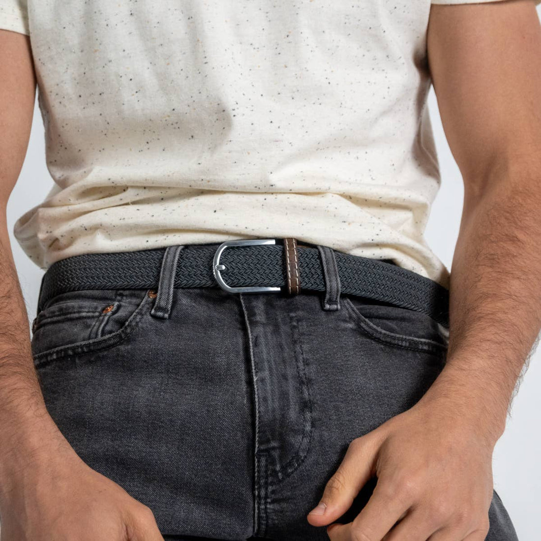 Elastic Braided Belt Flannel Grey