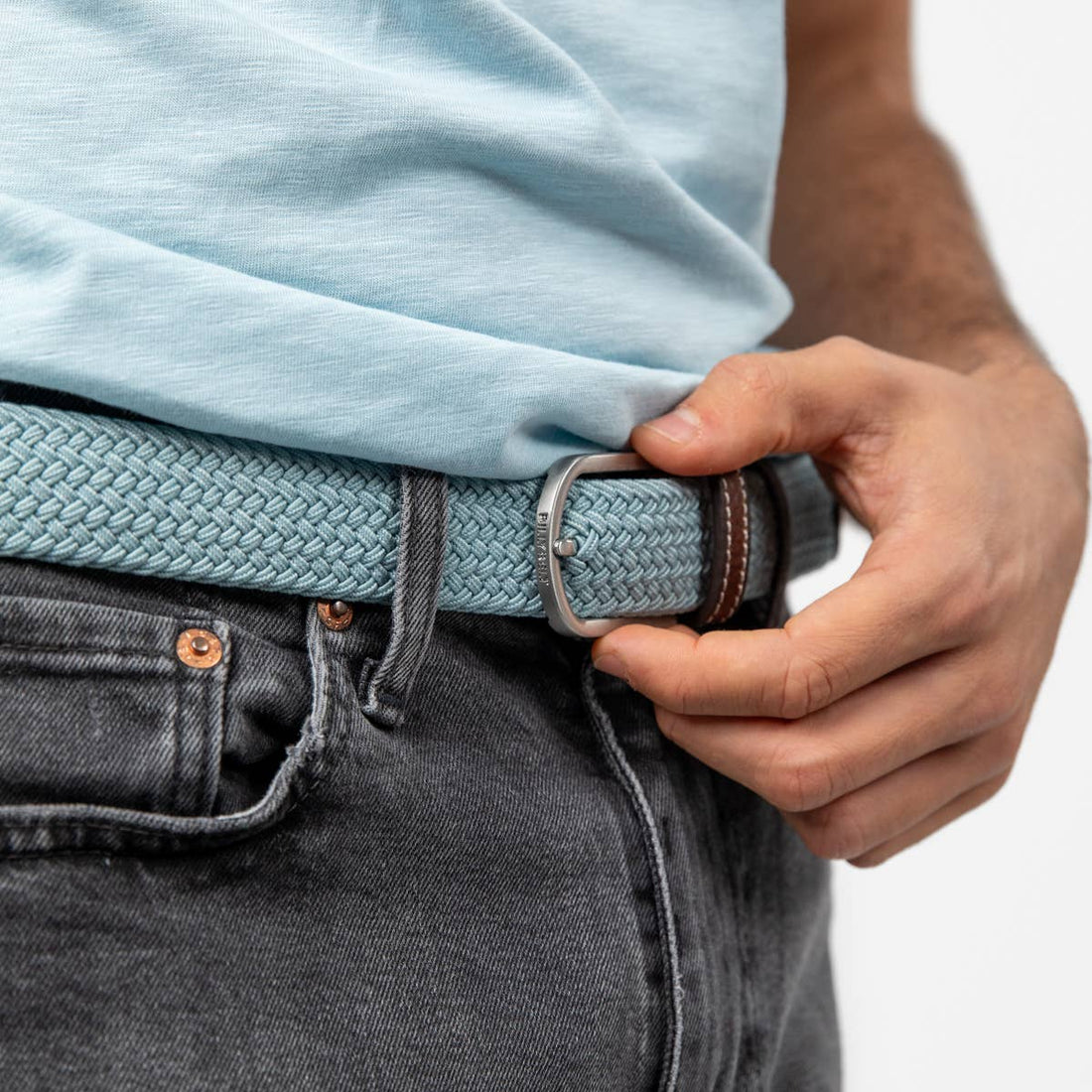 Cloud Blue Elastic Braided Belt