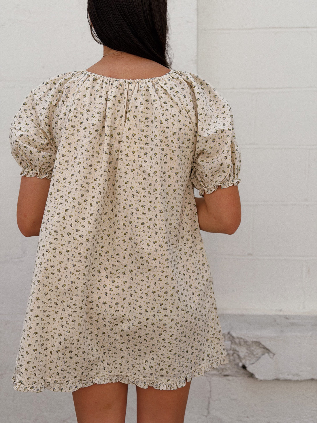 Ruffled Hem Puff Sleeve Mini