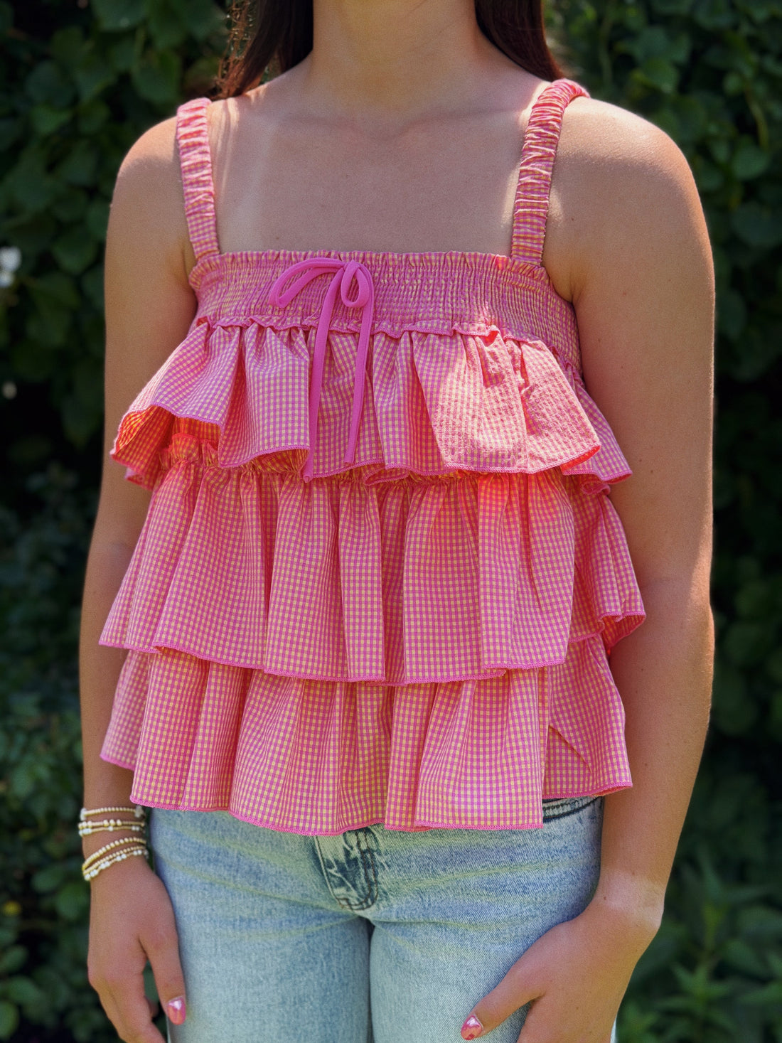 Ruffled Checkered Cami