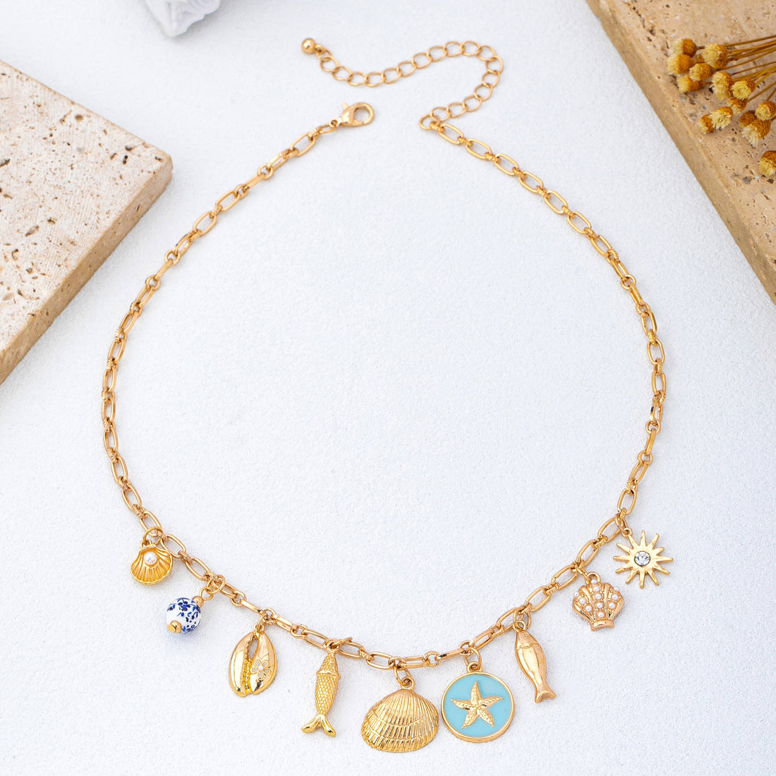 Coastal Seashells Charm Necklace