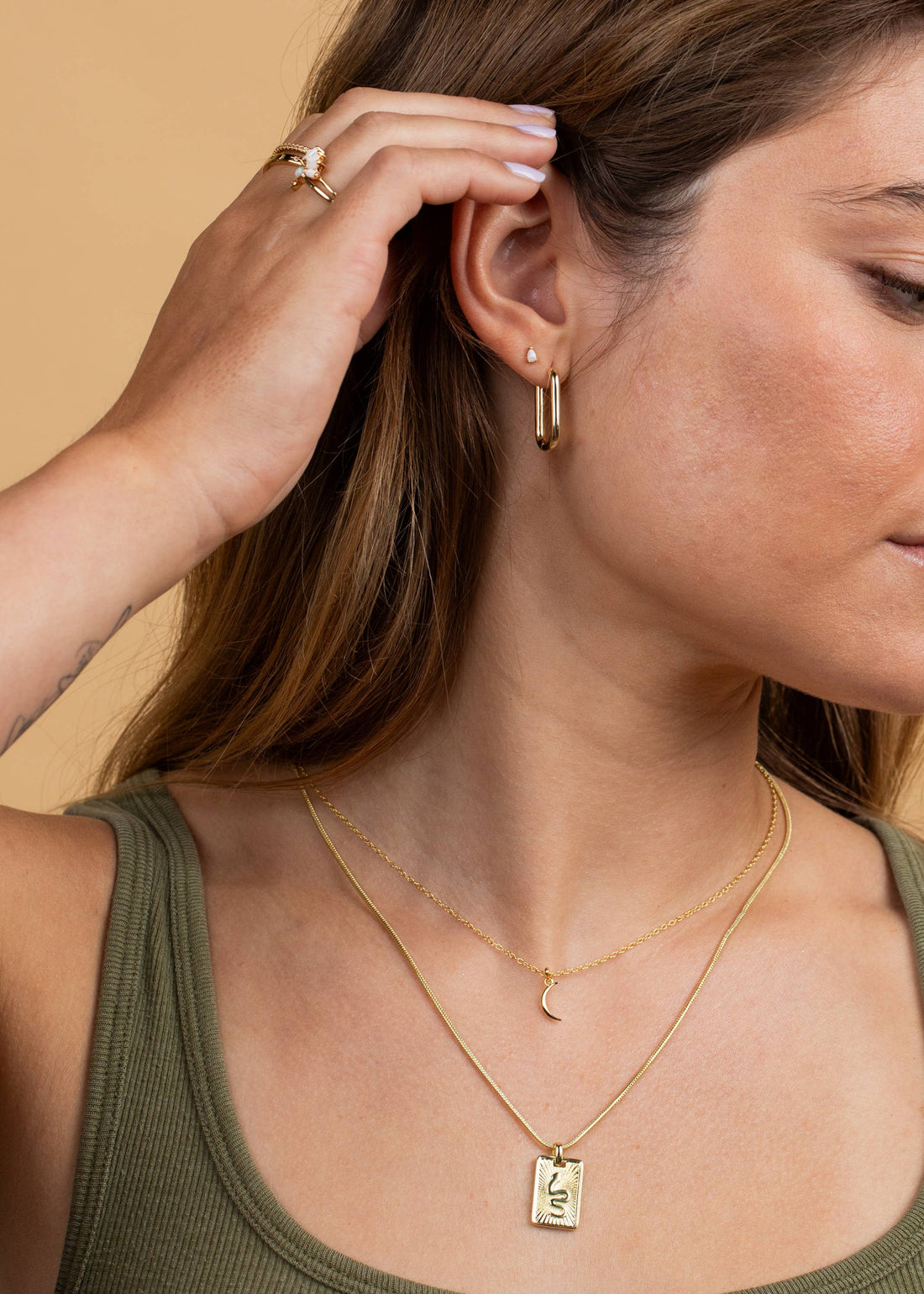 Tiny Crescent Moon Gold Necklace