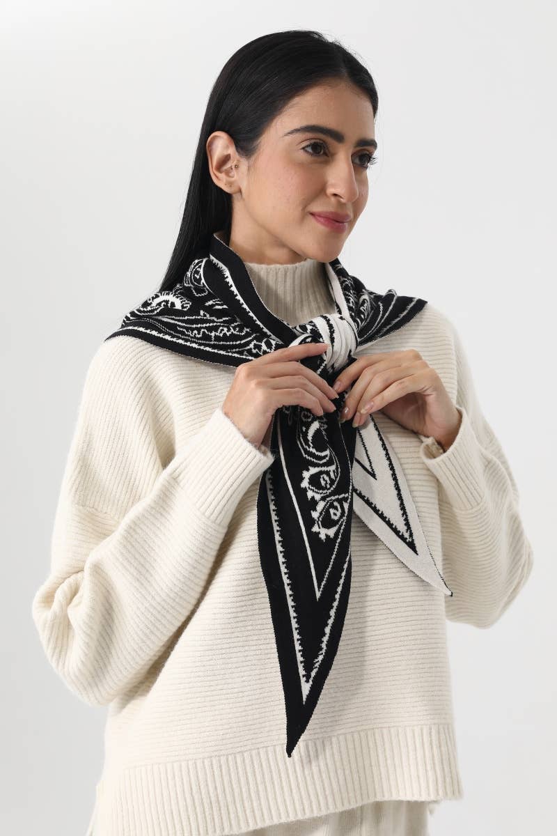 Paisley Knit Triangle Scarf