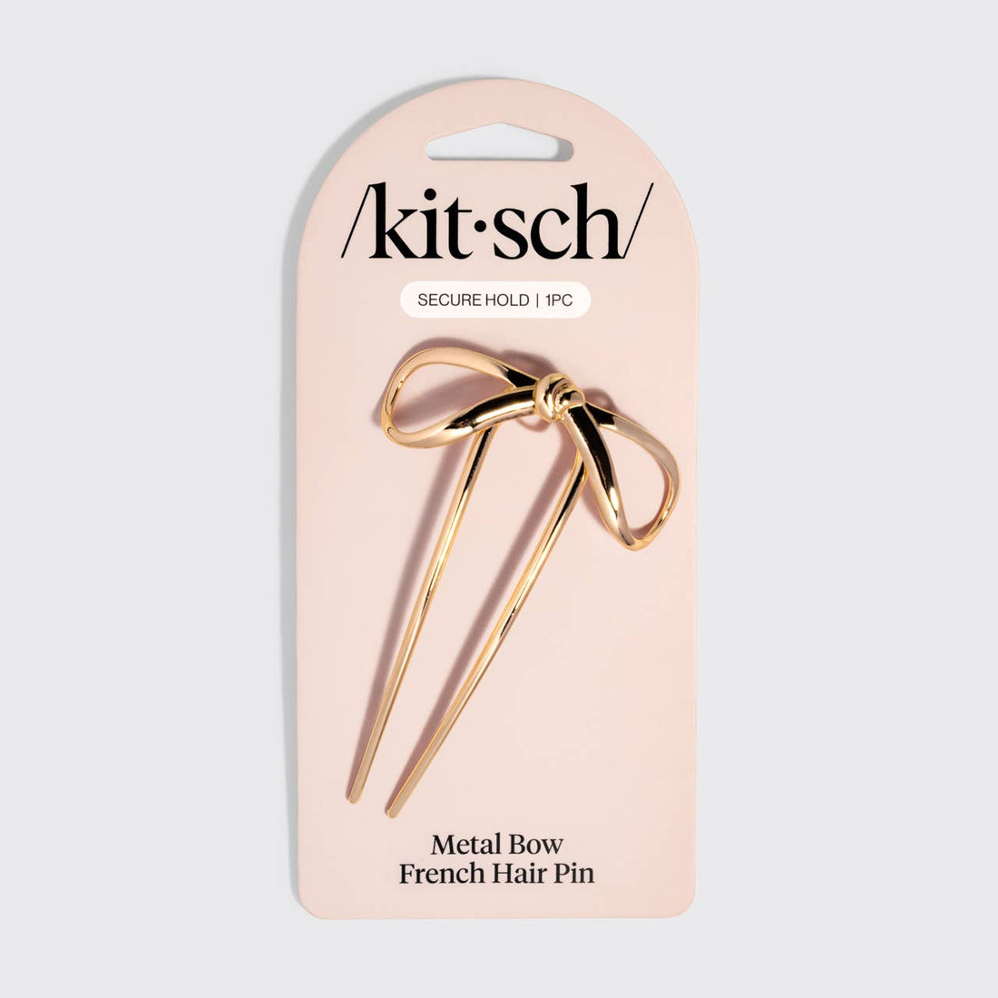 Metal Bow French Hair Pin - Gold