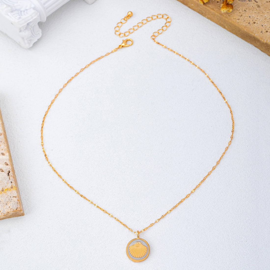 Gold Seashell Medallion Necklace