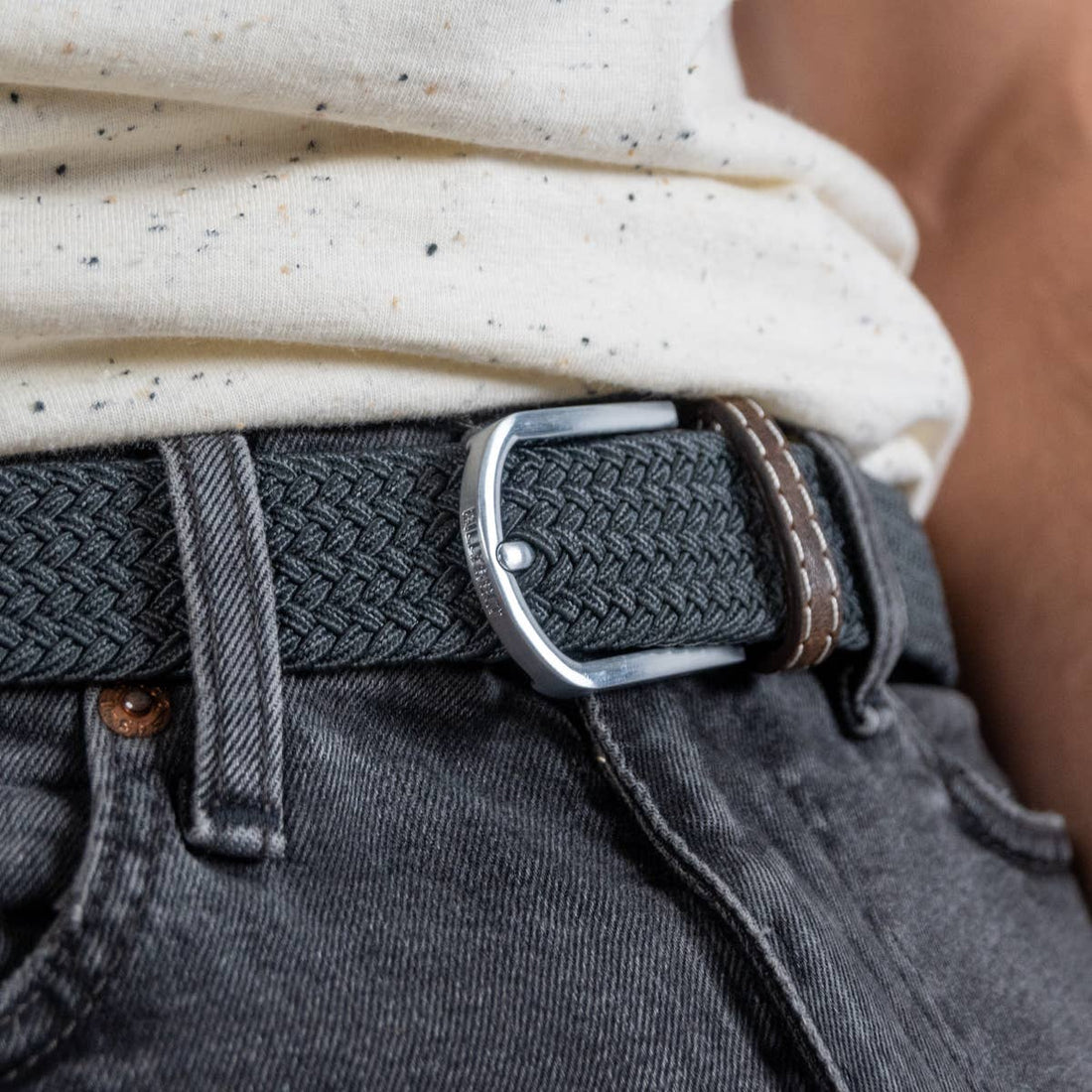 Elastic Braided Belt Flannel Grey
