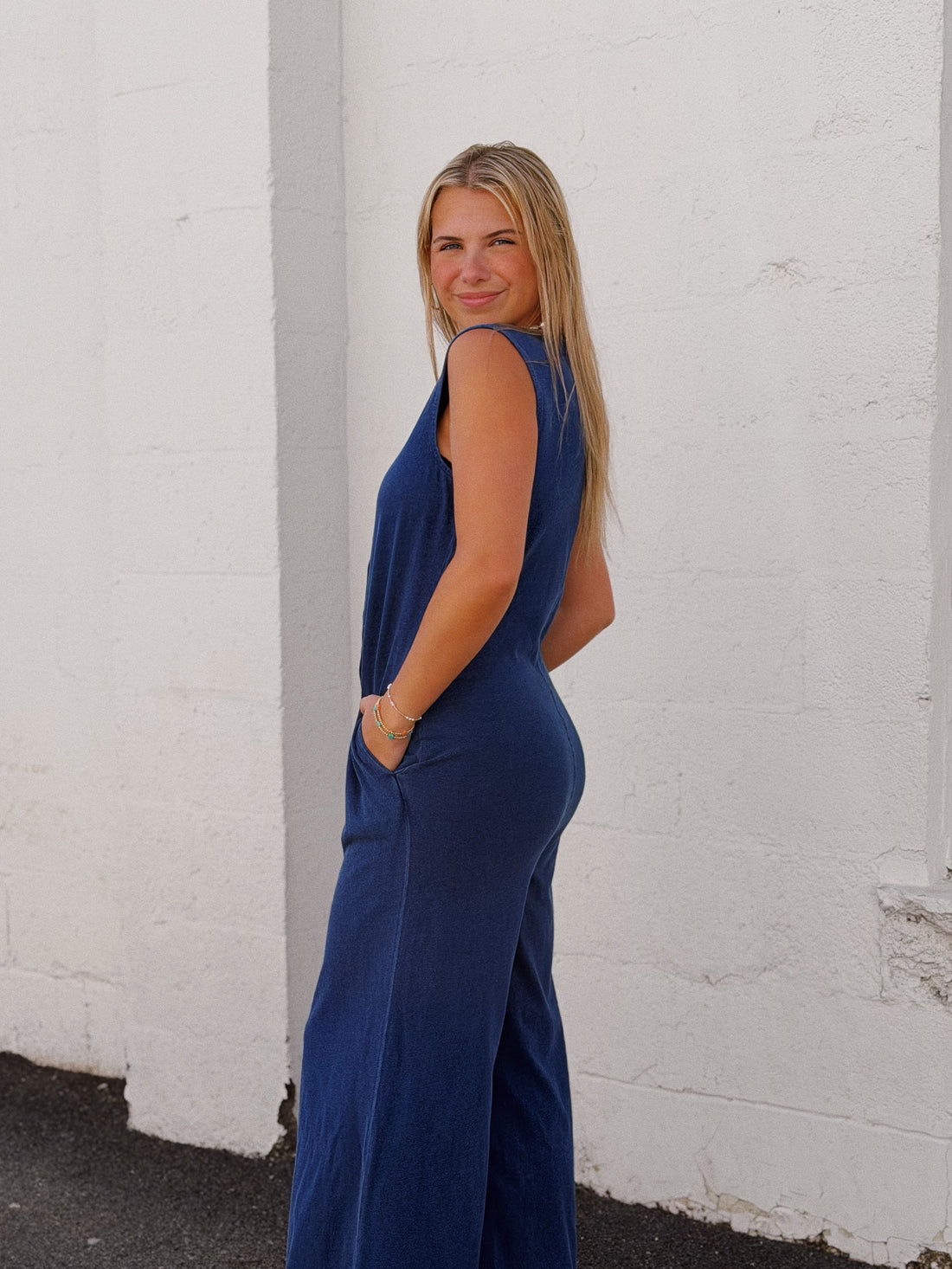 Fiona Jersey Denim Jumpsuit