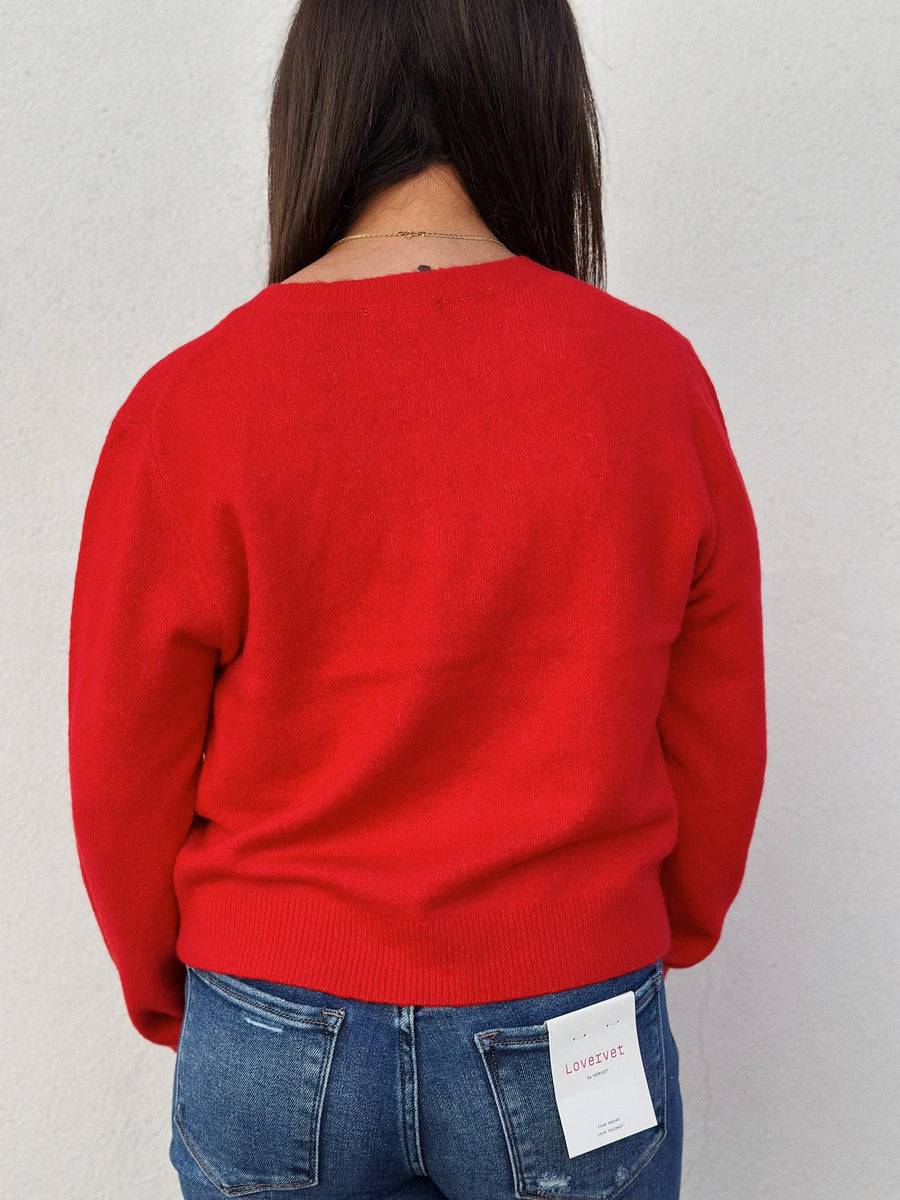 Medina Cardigan: Festive Red