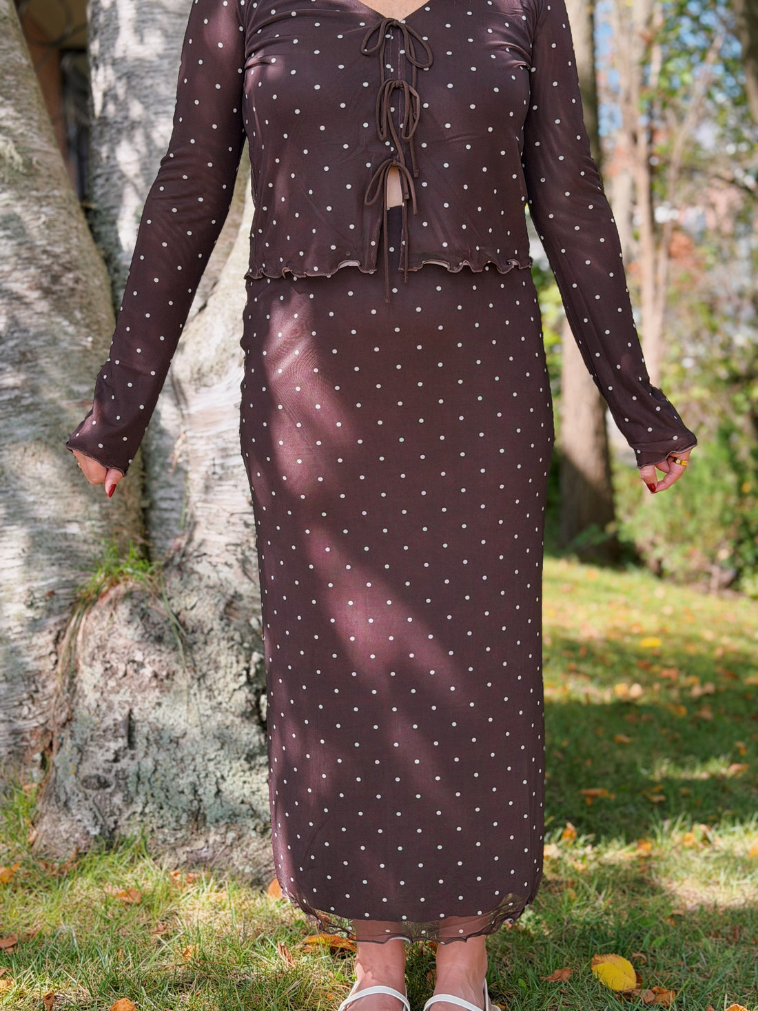 Eda Polka Dot Mesh Skirt
