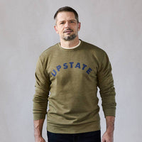 Upstate Arch Crewneck: Heathered Military Green