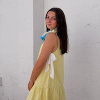 Side Tie Gingham Flounce Dress