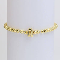 INITIAL MONOGRAM BUBBLE STRETCH BEAD BRACELET