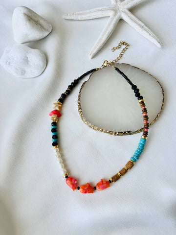 Ancient Greek Coin + Colorful Beads Necklace