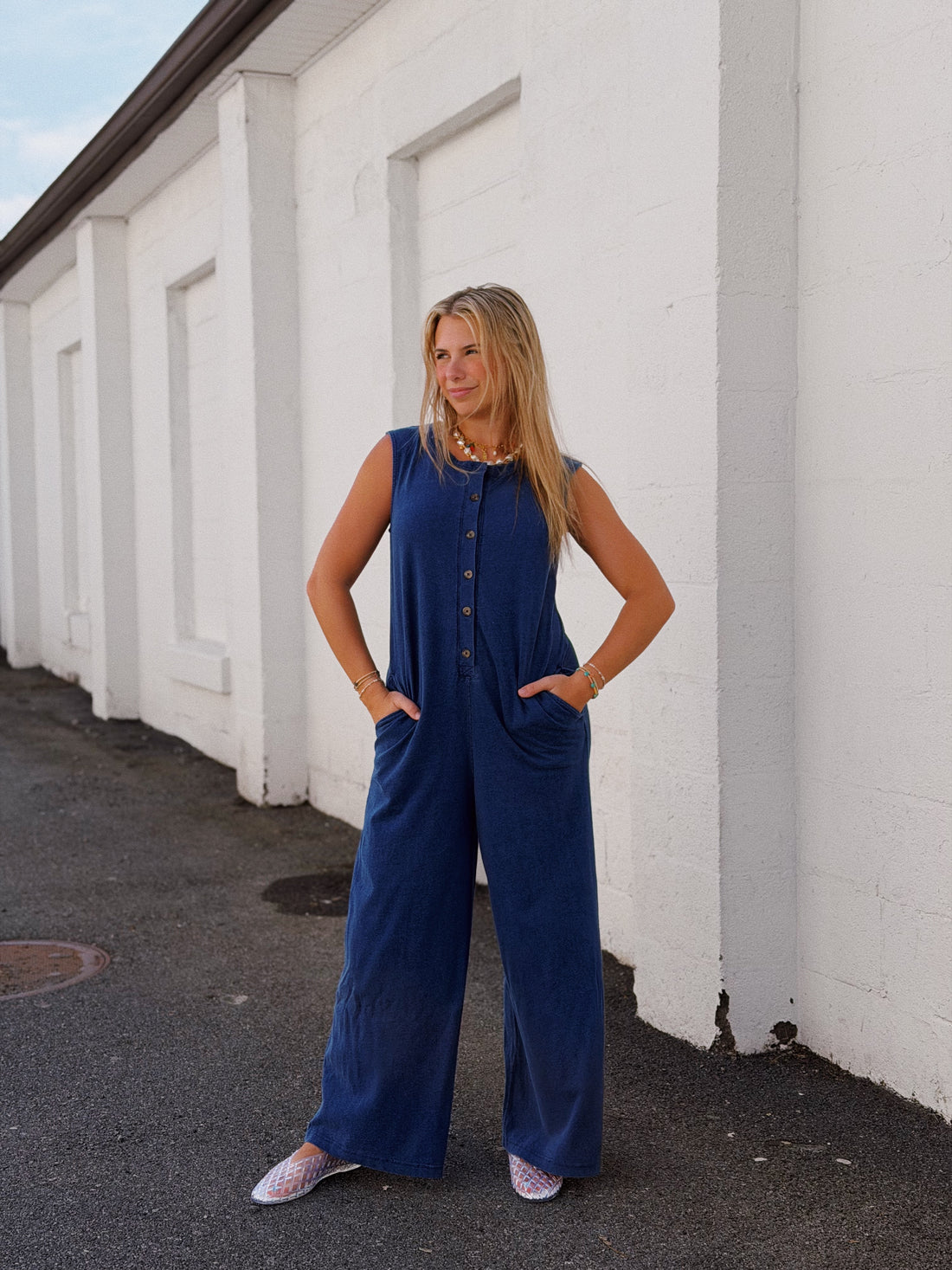 Fiona Jersey Denim Jumpsuit