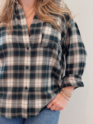 River Plaid Button Up: Garland Green