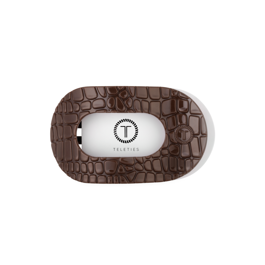 Brown Crocodile Medium Flat Round Hair Clip
