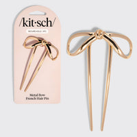 Metal Bow French Hair Pin - Gold