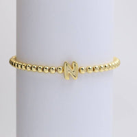 INITIAL MONOGRAM BUBBLE STRETCH BEAD BRACELET