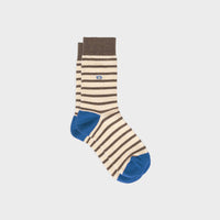 Wide striped combed cotton socks - Striped beige