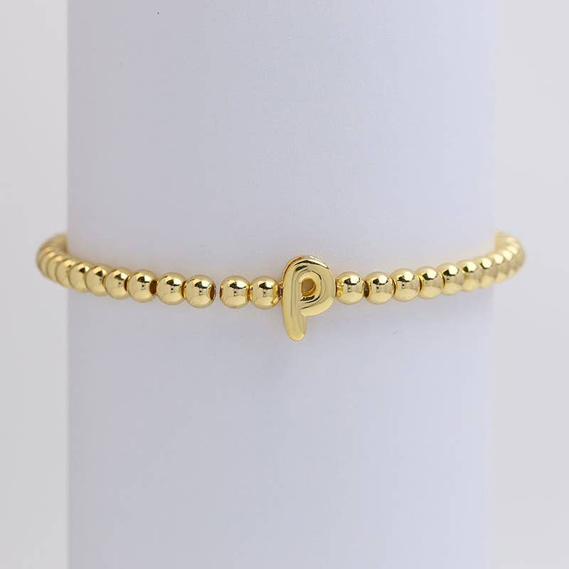INITIAL MONOGRAM BUBBLE STRETCH BEAD BRACELET