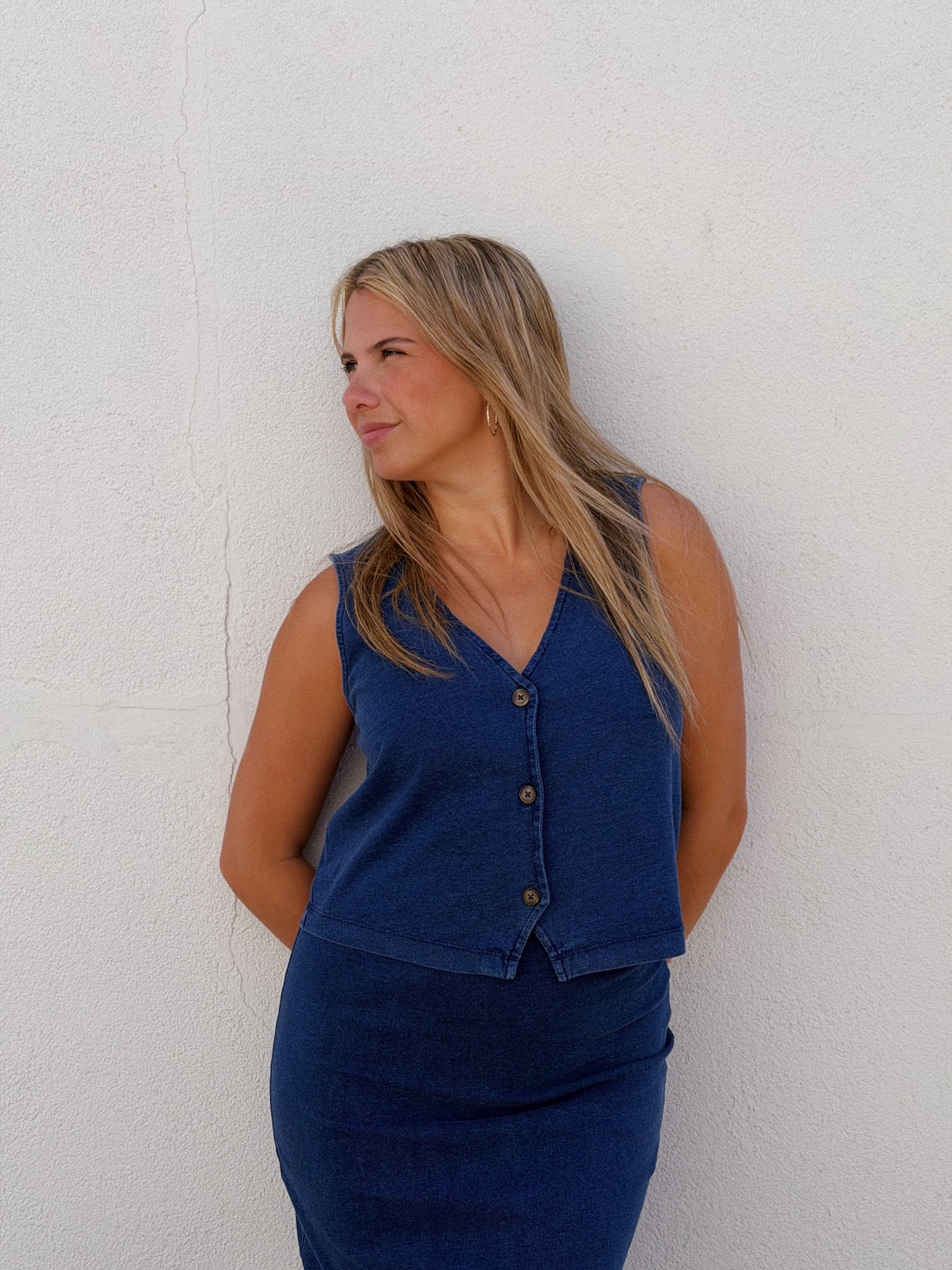 Noelle Jersey Denim Top