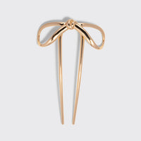 Metal Bow French Hair Pin - Gold