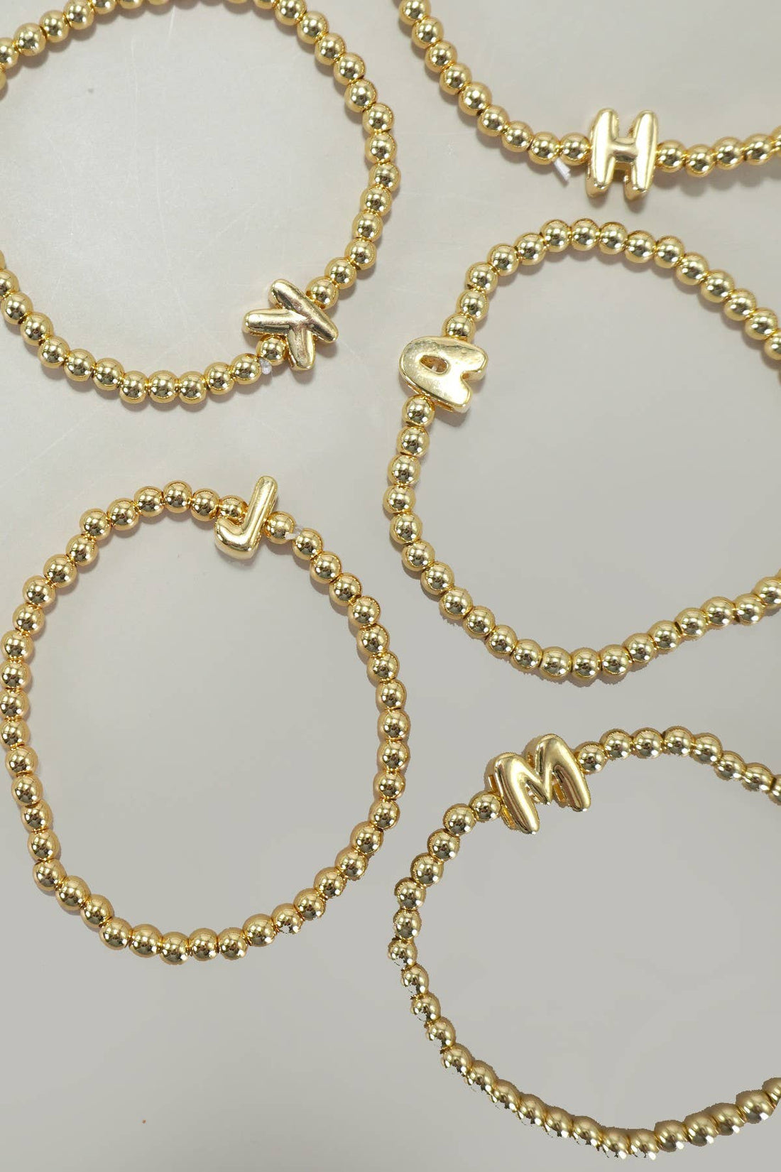 INITIAL MONOGRAM BUBBLE STRETCH BEAD BRACELET