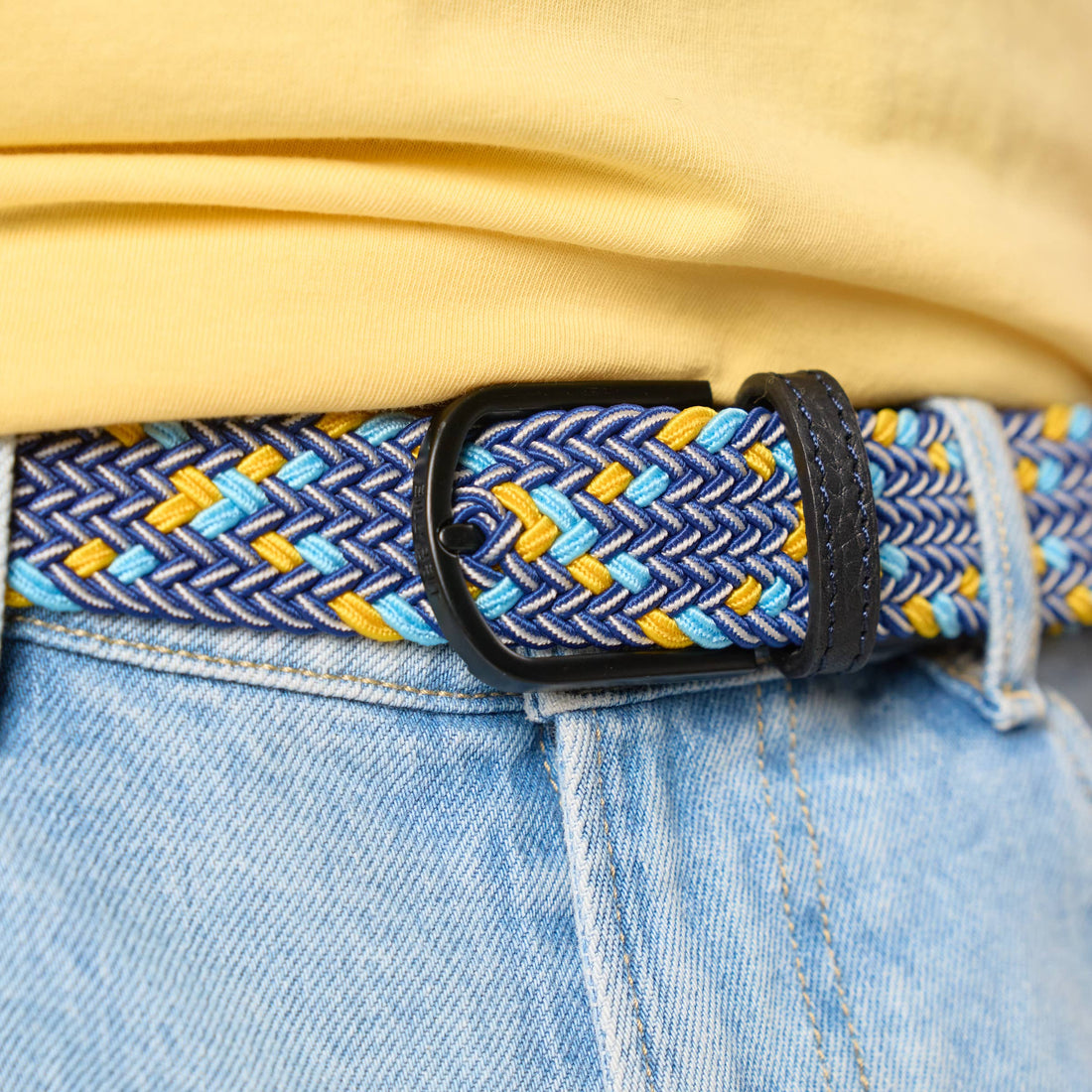 Multicolored elastic braided belt - Cusco