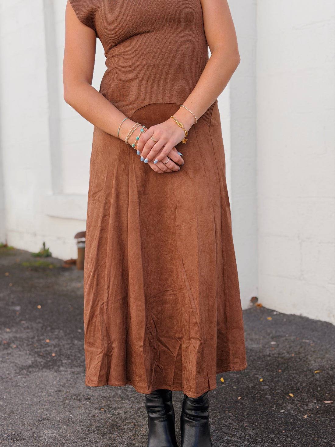 Sepia Mock Neck Dress