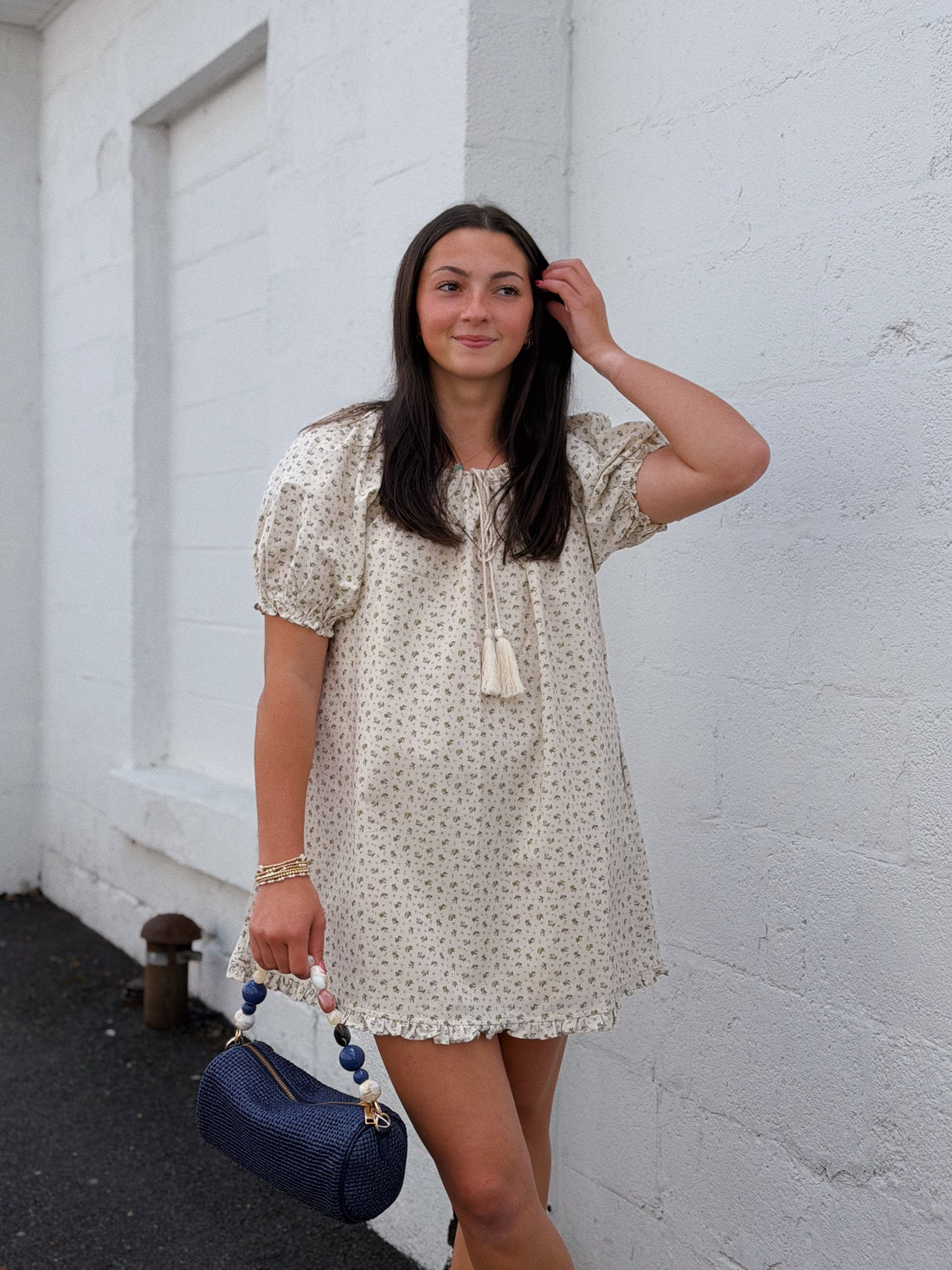 Ruffled Hem Puff Sleeve Mini