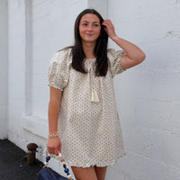 Ruffled Hem Puff Sleeve Mini