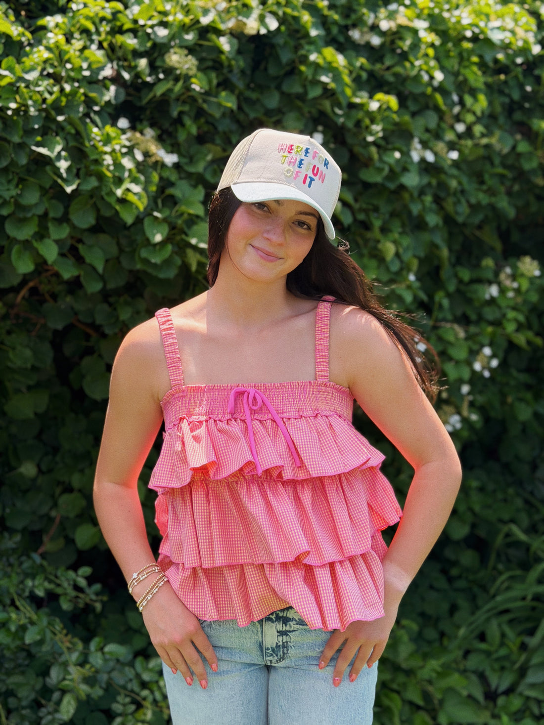 Ruffled Checkered Cami