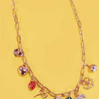 MULTI CHARM BOW CHERRY HEART NECKLACE