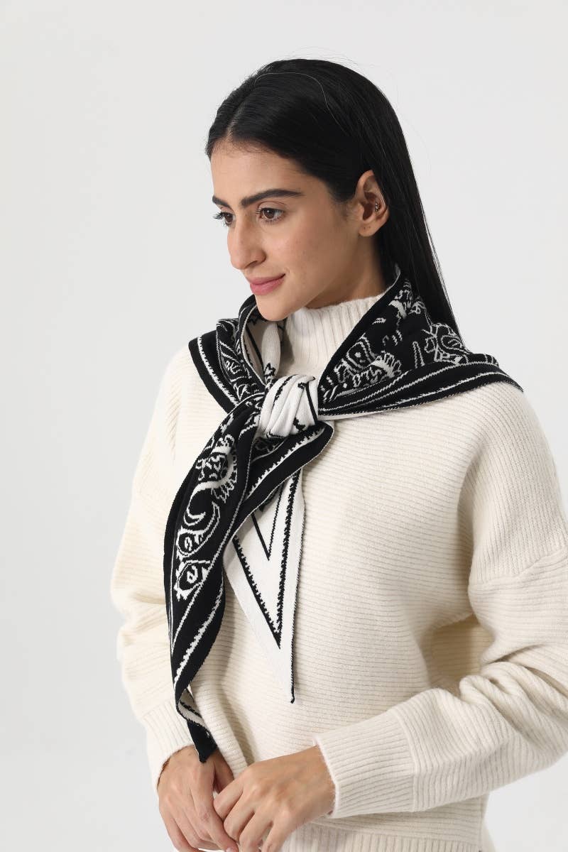 Paisley Knit Triangle Scarf