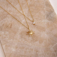 18K STAINLESS STEEL TARNISH FREE LAYERED NECKLACE: STARBURST